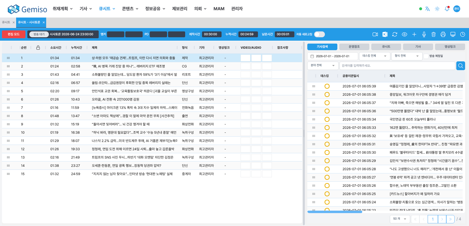 Zodiac 뉴스룸 화면
